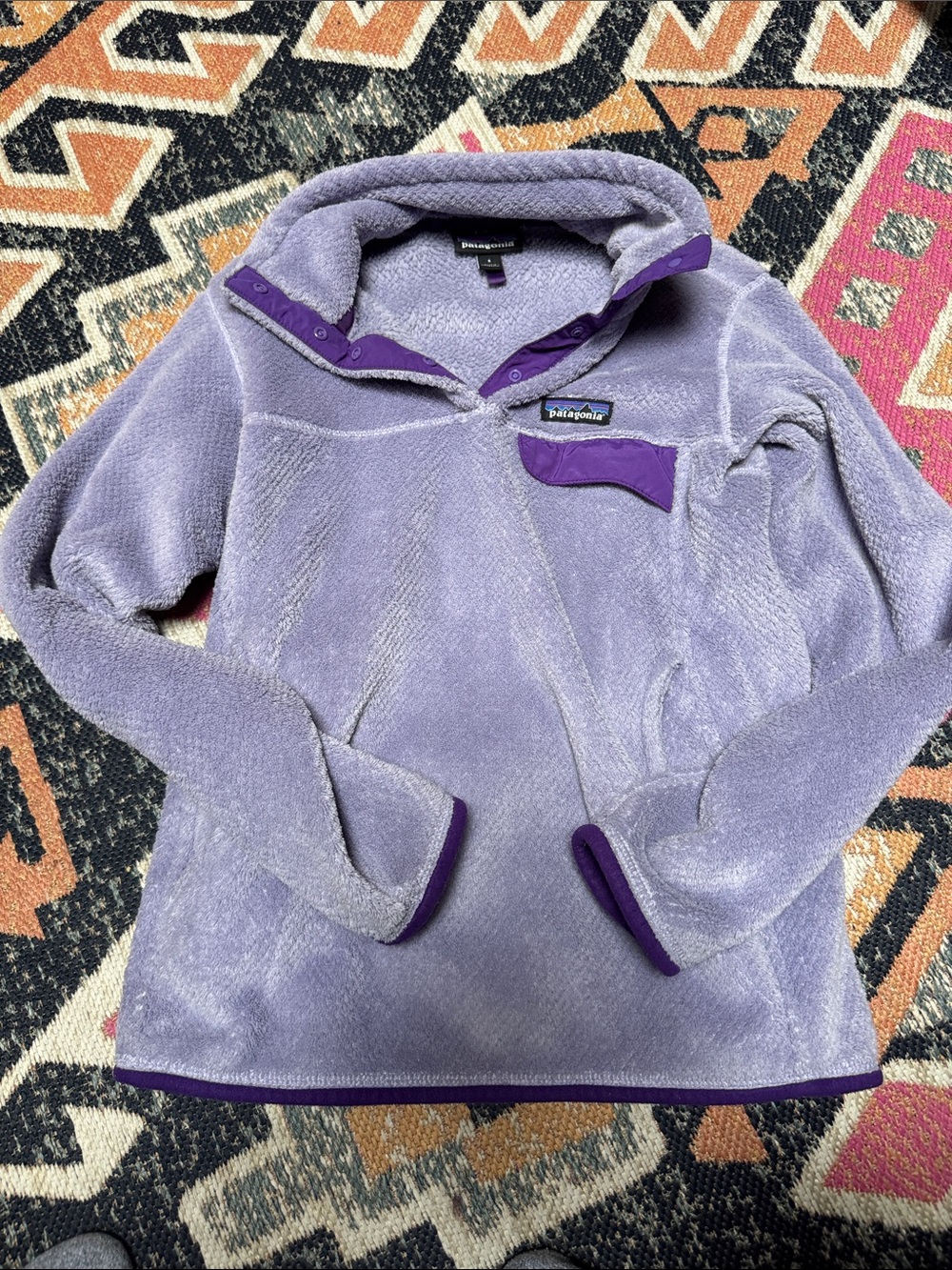 PatagoniaLavender Fleece Pullover with Purple Trim